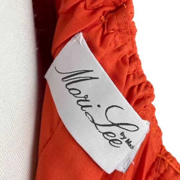 MARILEE by Madeline Gardner Dress XS Gown Coral Orange Gathers Bodice Waist Maxi - Picture 3 of 5